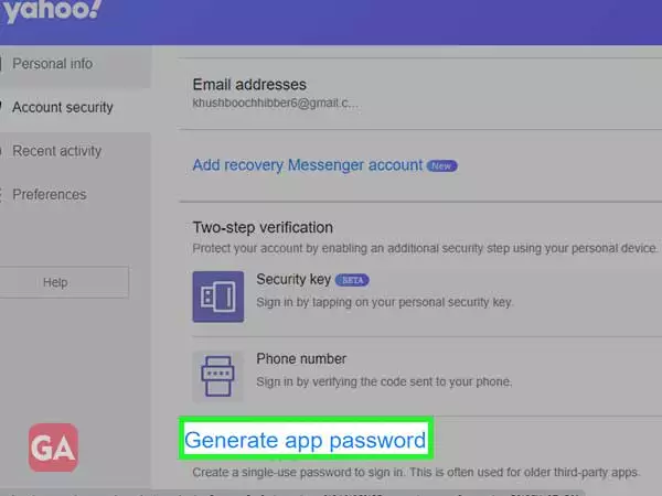 Go to Generate app passwords
