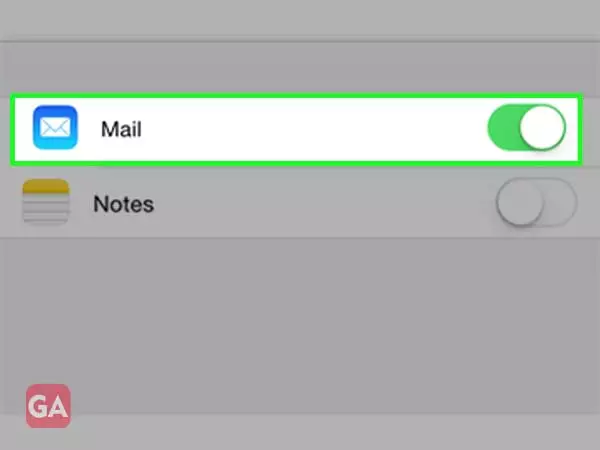 Enable the mail icon