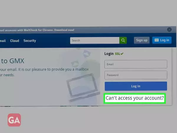 Click on can’t access your account? Option