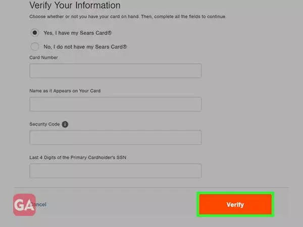 Enter the required information and click verify