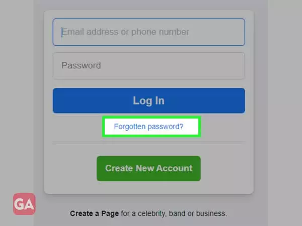 Click on the forgotten password