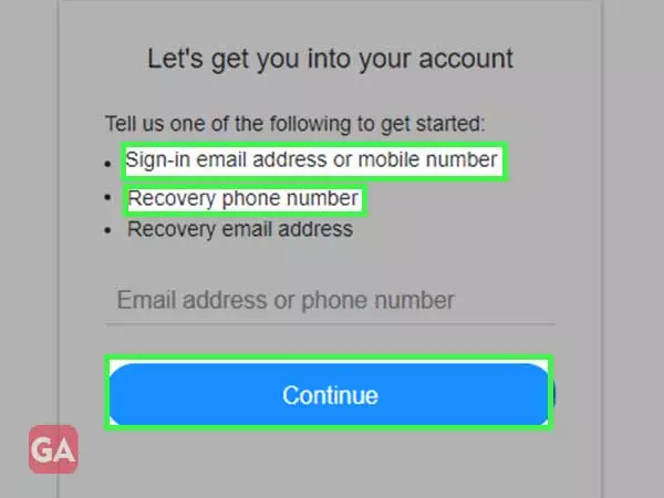 Sign into Yahoo account- enter email address or phone number and recovery phone number