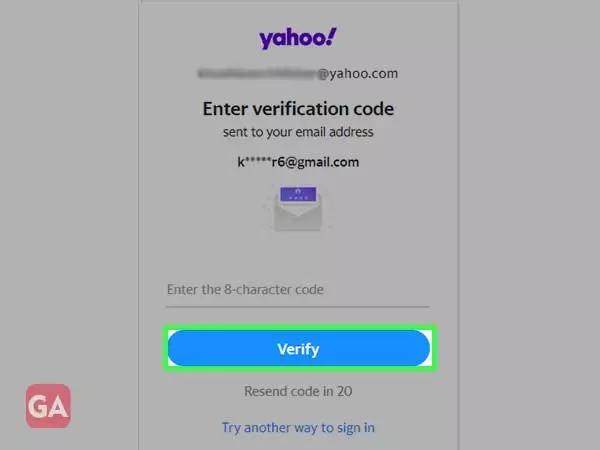 Enter verification code and click on verify