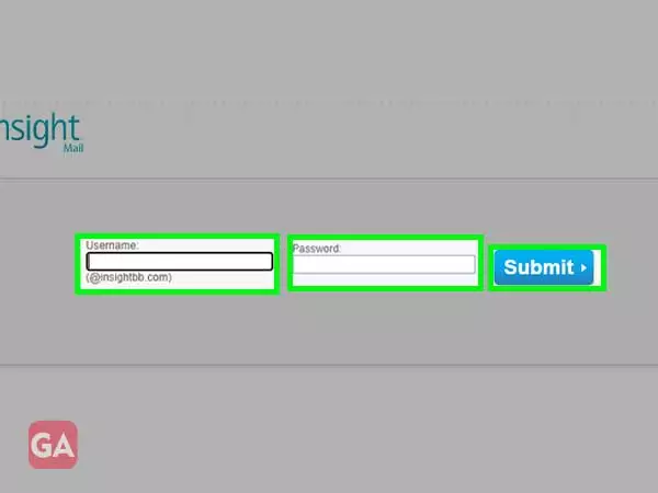 Enter insight webmail username and password, click submit
