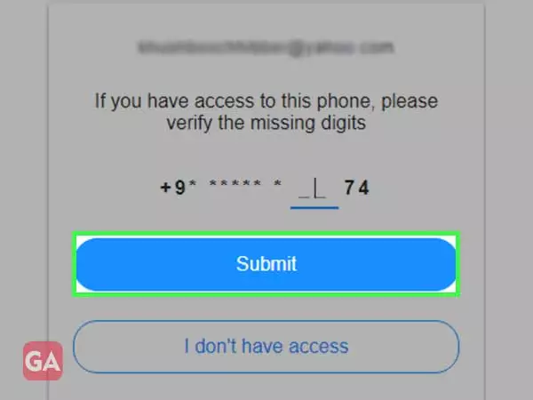 enter two missing digits of your phone number