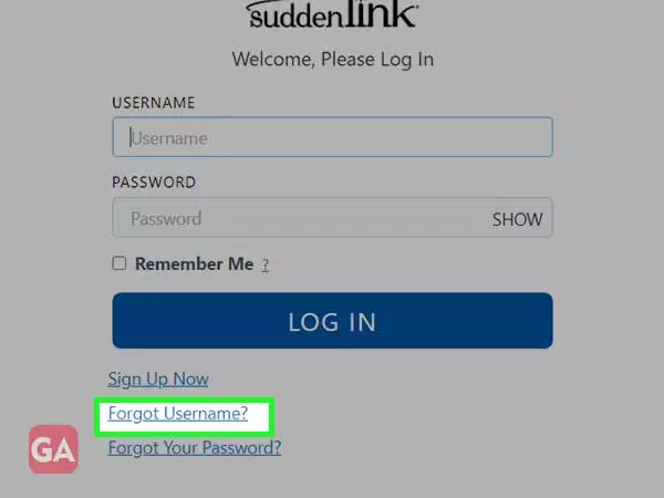 Suddenlink forgot username