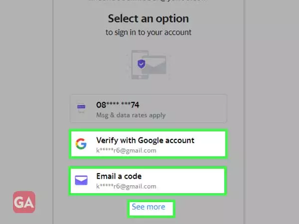 choose 1 option "verify with Google account" or Email a code, you can see more option