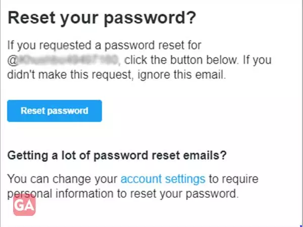 Click on ‘Reset Password’ option to request a password reset for your hacked Twitter account