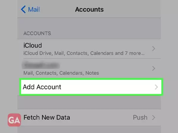 In the Account section, tap 'Add account'