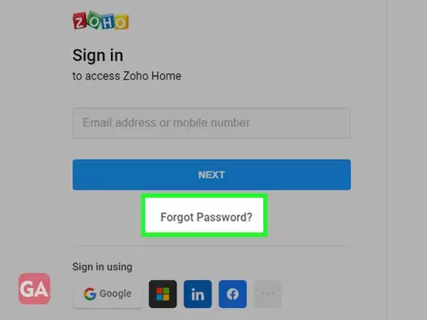 Click on forgot password