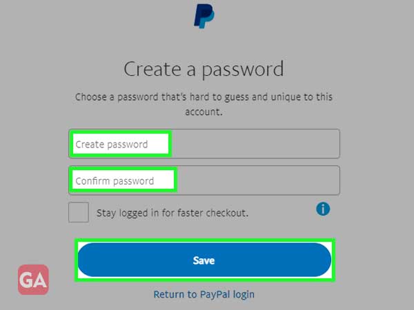 Create a new password for your paypal account
