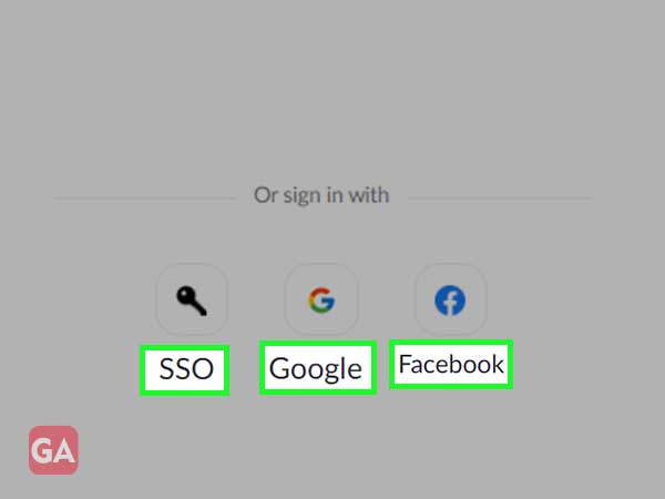 Sign in using SSO, Google or Facebook account
