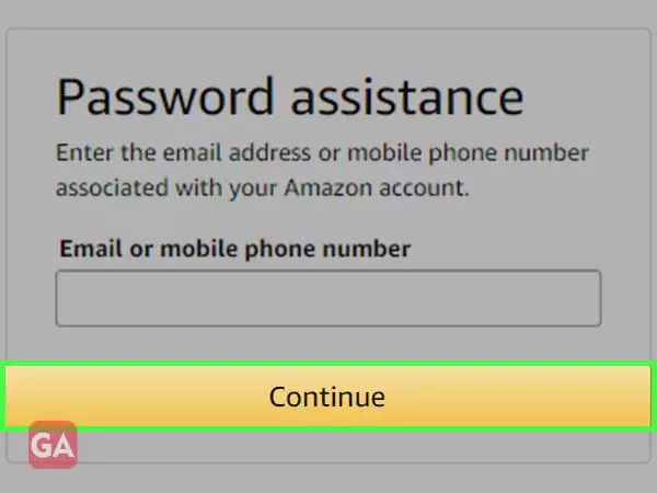 Enter your mobile phone number or email ID linked to Amazon and then click 'Continue'