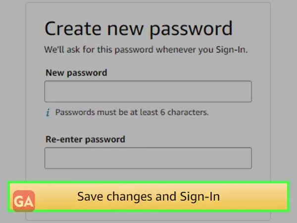 Tap approve the password change request, create a new password for your Amazon account, and click the 'Save changes and sign in' button