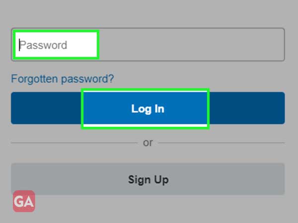 Enter password and click log in
