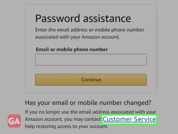 Click the 'Customer Service' link for help restoring access to your account
