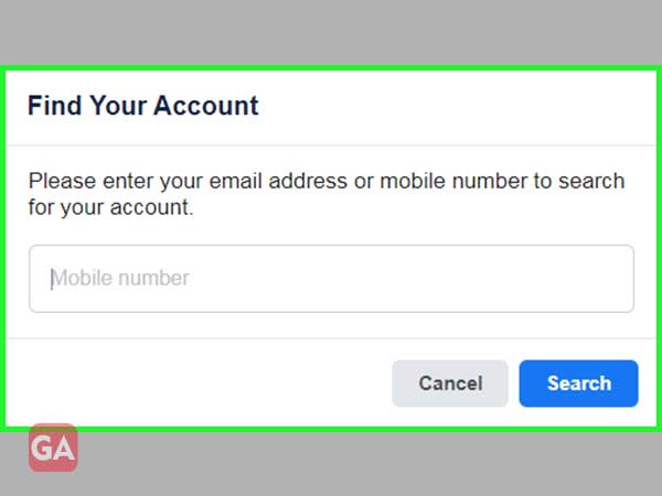 Enter your email address or phone number and click on ‘Search'