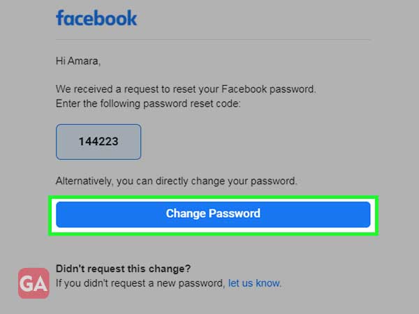 Click either on the ‘Change Password’ option or copy the received code