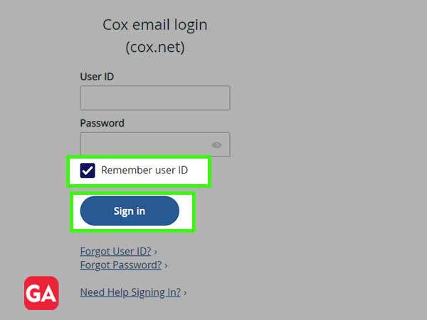 Check the ‘Remember User ID’ checkbox and click on ‘Sign in’