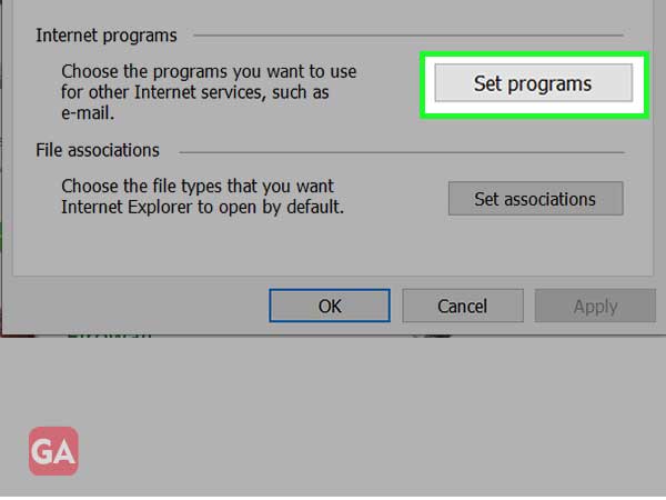 Click 'Set Programs'