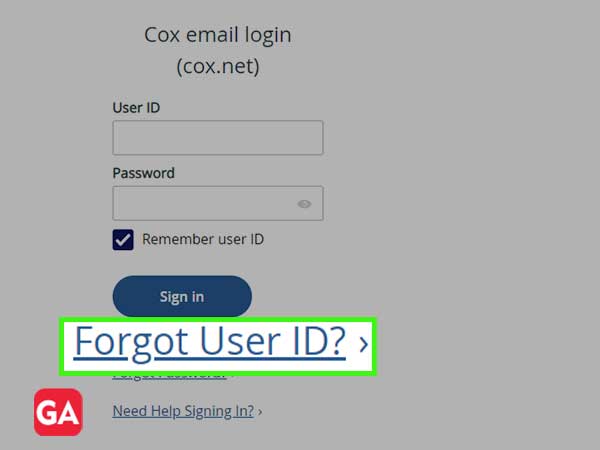 On the Cox.net email login page, click on the ‘Forgot User ID’ option