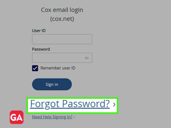 On the Cox.net email login page, click on ‘Forgot Password’ option