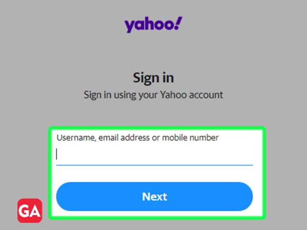 Type your username, email address or mobile phone number and press 'Next;