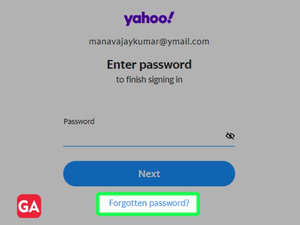 Click on the 'Forgot Password' option