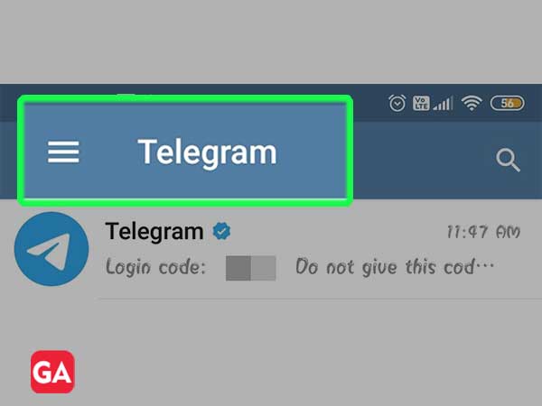 Tap the Telegram menu