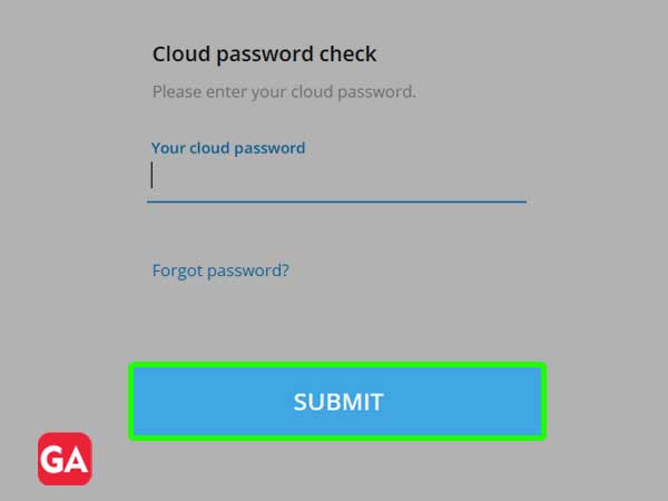 Enter your cloud password and click next