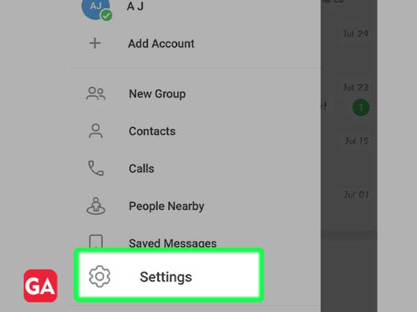 Select settings option 