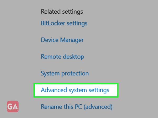 Click on advanced system settings