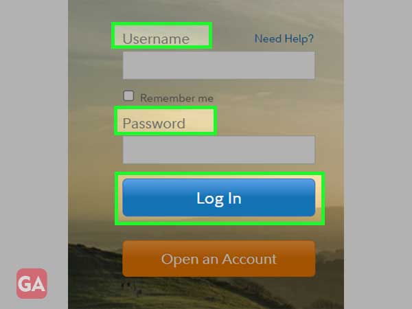 Alt tag- enter username, password and click log in