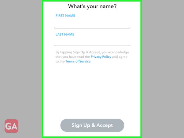 Enter your full name to Sign up