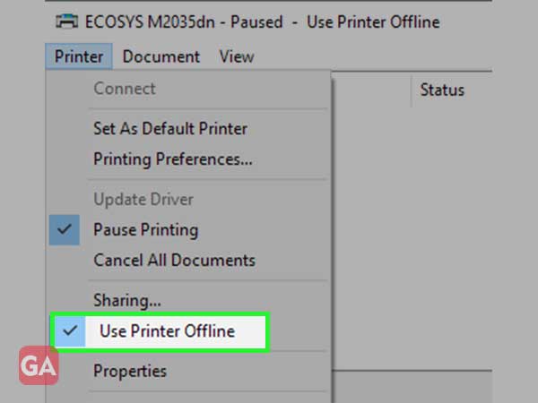 choose the option 'Use Printer Online'