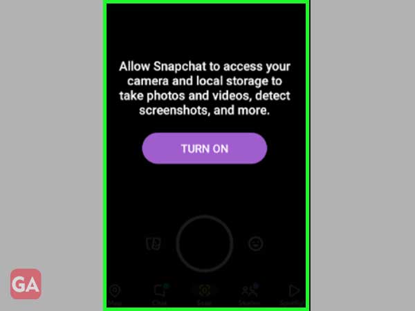 Turn on the option to use Snapchat on the phone 