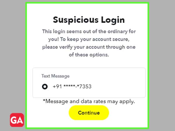 Snapchat Suspicious Login