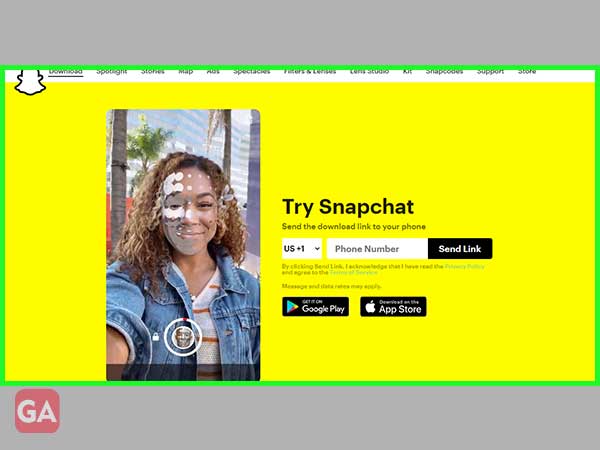 Enter phone number through Snapchat Web Browser