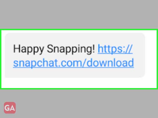 Snapchat download link in SMS