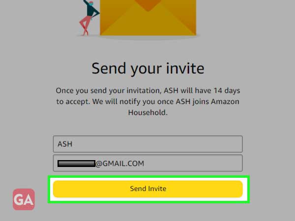  Send invite in Amazon Household 