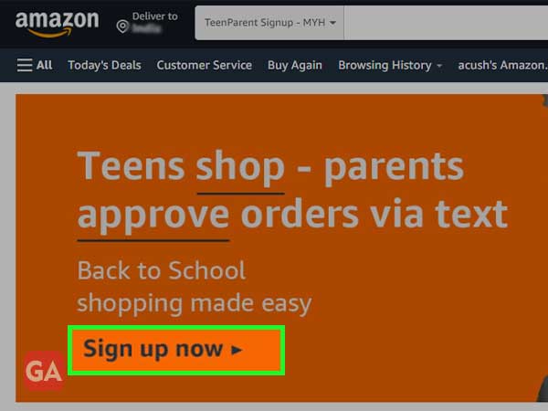 Sign up a teen profile in Amazon Household