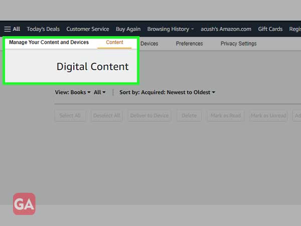 Go to Content under Content and Devices