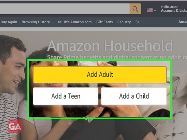 Add Adult in Amazon Household