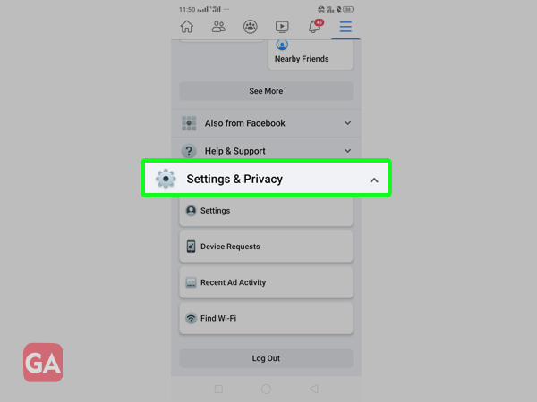 Go to Settings and Privacy in your Facebook Account 