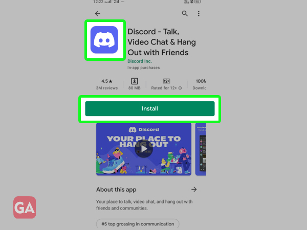 Install Discord App from Playstore