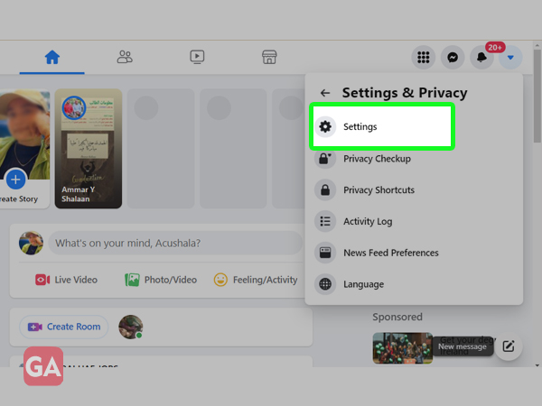 In Settings and privacy, go to Settings