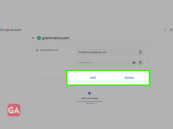 Edit or delete Google Chrome saved password 
