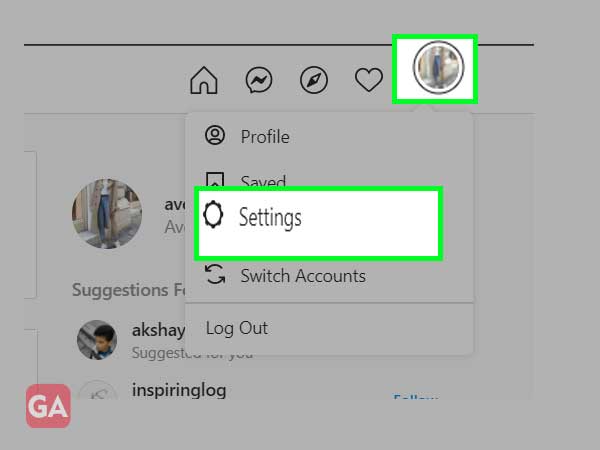 click on the profile icon and then click on settings