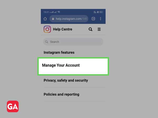 Go to Manage Your Account 