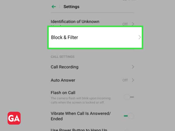 Click on Block and Filter under Settings